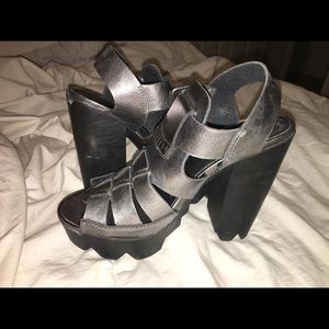 Silver platform sandals